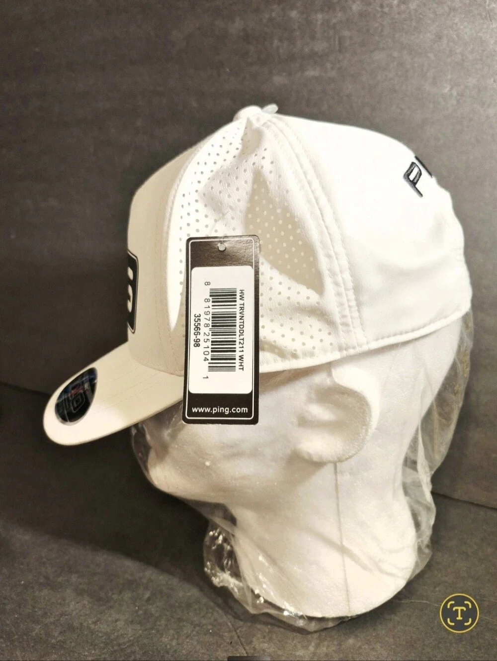 Ping Vented Delta Tour White Black Letters  Snapback Golf Hat Cap Please Read